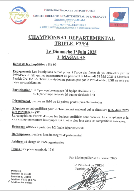 Championnat departemental triple f3 f4