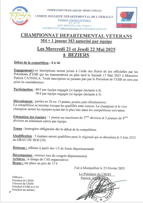Championnat departemental veterans 3 et 4
