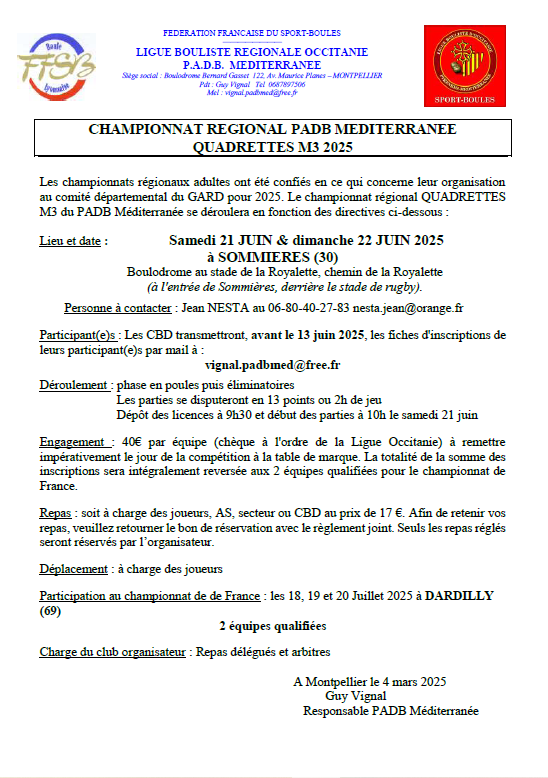 Championnat regional quadrette m3