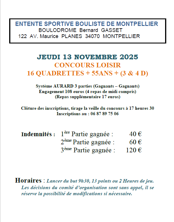 Montpellier 55 ans et + 13 novembre 2025
